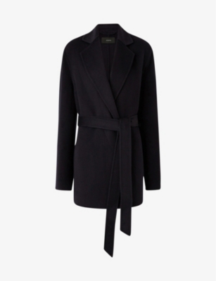 Shop Joseph Women's Navy Cenda Wool And Cashmere-blend Belted Coat