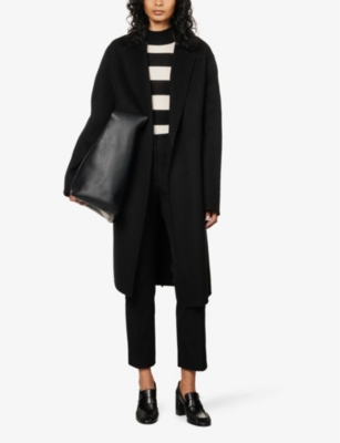 Shop Joseph Women's Black Cenda Wool And Cashmere-blend Belted Coat