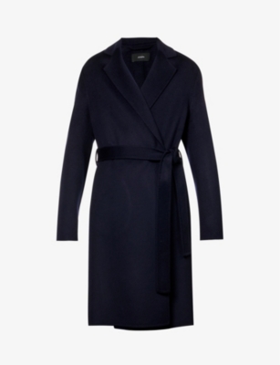 Joseph Cenda Wool And Cashmere-blend Belted Coat In Navy