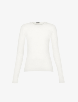 Joseph Womens Ivory Round-neck Stretch-silk Jumper