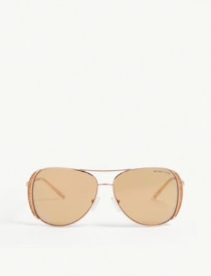 Michael Kors Mk1082 Aviator-frame Sunglasses In Gold