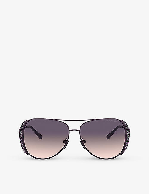 MICHAEL KORS: MK1082 Chelsea rhinestone-embellished aviator metal sunglasses
