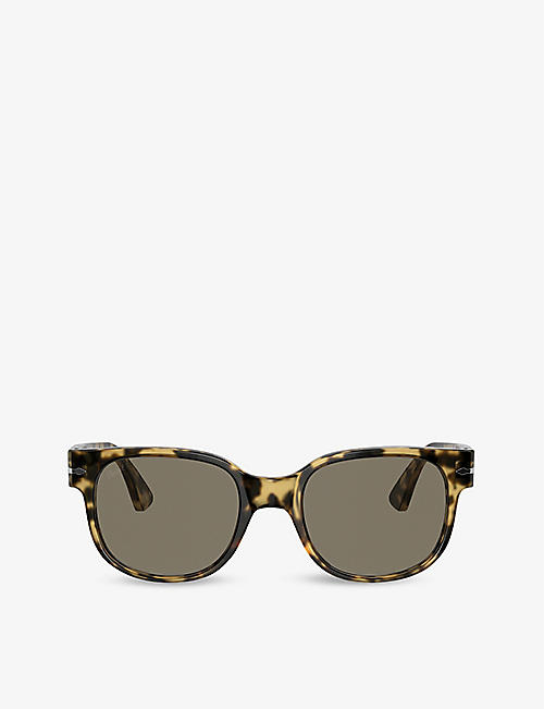 PERSOL: PO3257S 51 tortoiseshell-print acetate square sunglasses