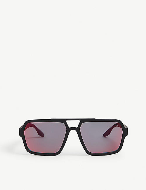 PRADA LINEA ROSSA: PS01XS square-frame acetate sunglasses