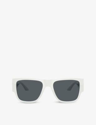 Versace Ve4403 57 Round-frame Acetate Sunglasses In White
