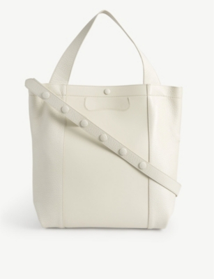 white leather tote