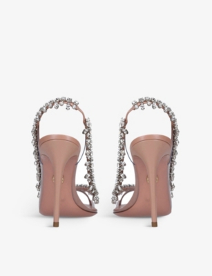 AQUAZZURA Temptation 105 crystal-embellished leather and PVC slingback sandals