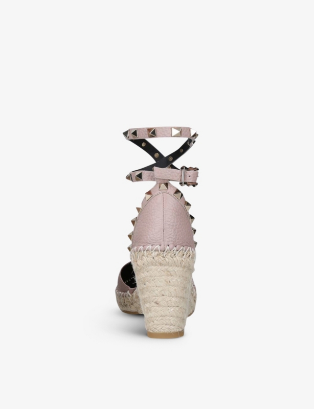 Rockstud leather espadrille wedges