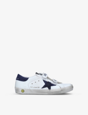Shop Golden Goose Boys Winter Wht Kids Old School Leather Trainers 6-8 Years