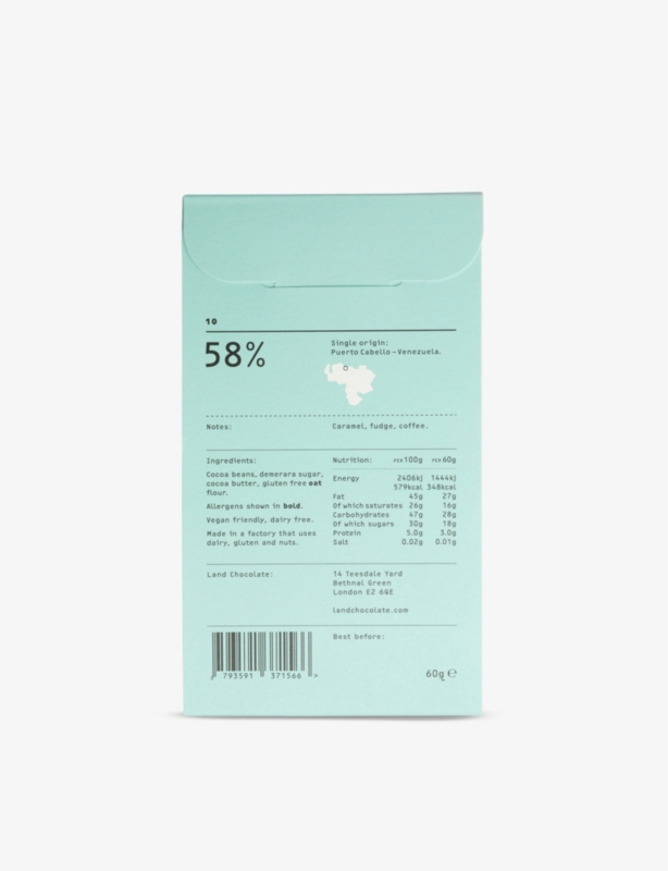 Land 58% Venezuelan Oat Milk vegan chocolate bar 60g