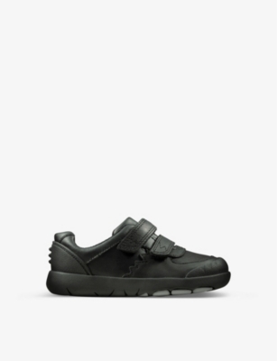 clarks black leather trainers