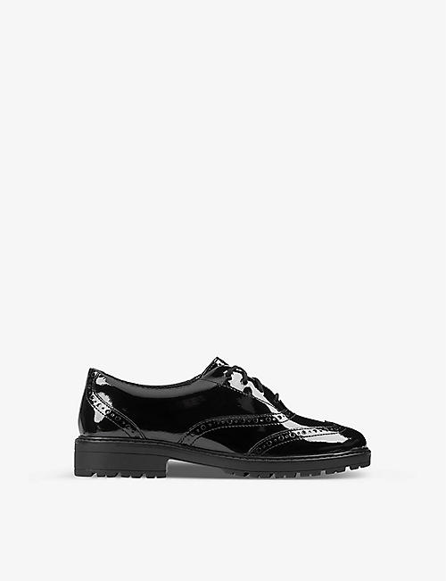 CLARKS: Loxham Brogue Youth patent-leather derby brogues 9-12 years