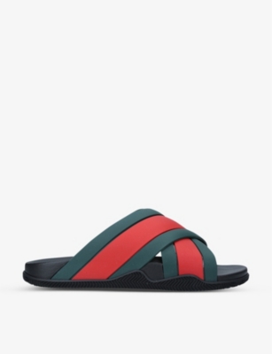 Gucci Men's Pursuit Trek Web Rubber Slide in Black, Size UK 6 | End Clothing