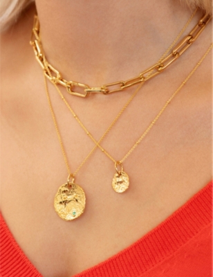 Monica Vinader Gold Plated Vermeil Silver Siren Small Coin Pendant Charm In Gold