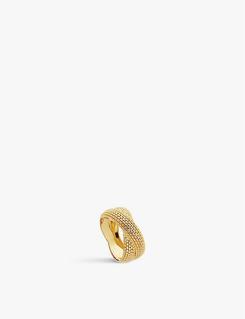 MONICA VINADER: Chain Cross 18ct yellow-gold vermeil sterling-silver ring