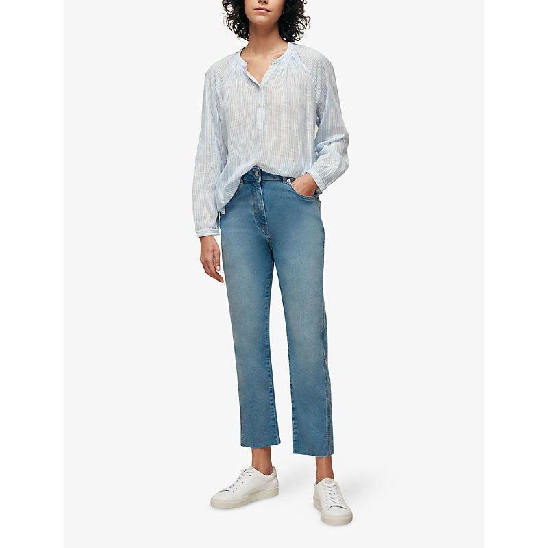 Shop Whistles Women's Denim Slim-fit Faded Stretch-denim Jeans In Denim (blue)