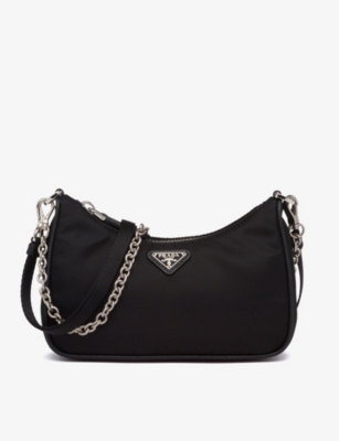 PRADA - Chain-embellished leather and 
