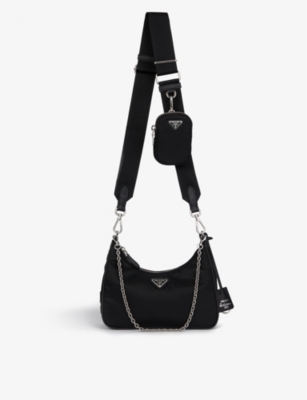 Prada Leather And Recycled Nylon Shoulder Bag Selfridges Com