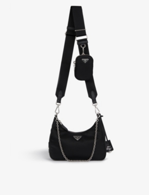 PRADA Leather and recycled-nylon shoulder bag