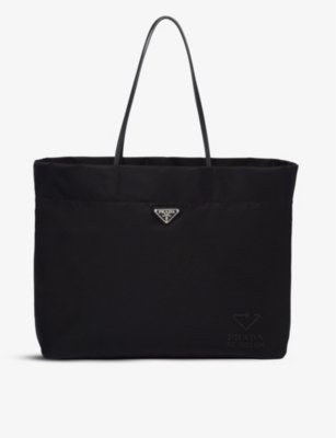 PRADA - Leather and recycled-nylon medium tote | Selfridges.com