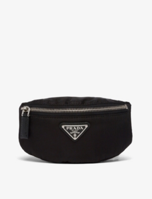 PRADA: Mini leather and recycled-nylon pouch