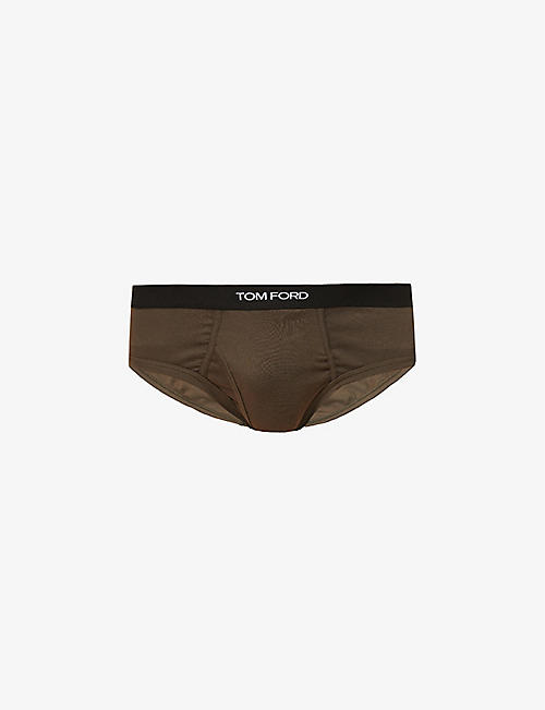 TOM FORD: Branded-waistband fitted stretch-cotton briefs