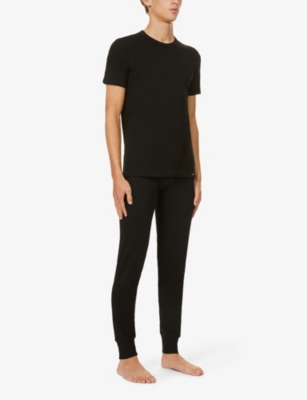 Tom Ford Black Stretch Cotton Crew Neck T-shirt In Black