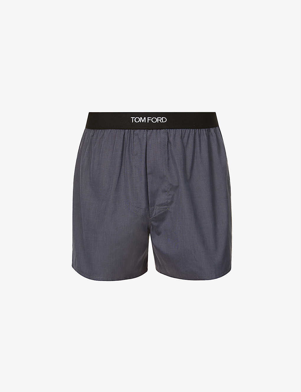 Tom Ford Branded-waistband Straight Cotton Boxers In Gray