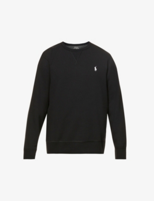 Shop Polo Ralph Lauren Mens Long-sleeved Double-knit Woven Jumper Polo Black