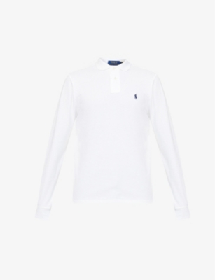 POLO RALPH LAUREN - Long-sleeved logo-embroidered custom slim-fit ...