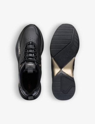 Hugo Boss Logo-embossed Textile Low-top Trainers In Black