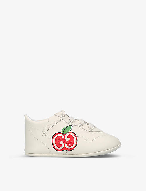 GUCCI: Rhyton logo-print leather high-top trainers 1-3 years