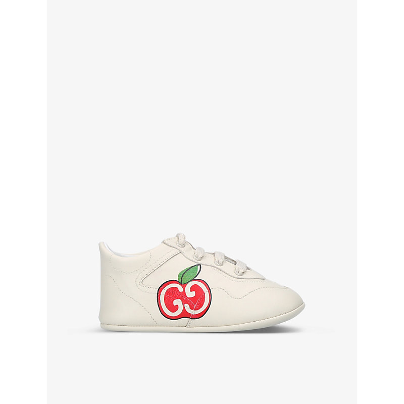 Gucci Rhyton Logo-print Leather High-top Trainers 1-3 Years In Beige Comb