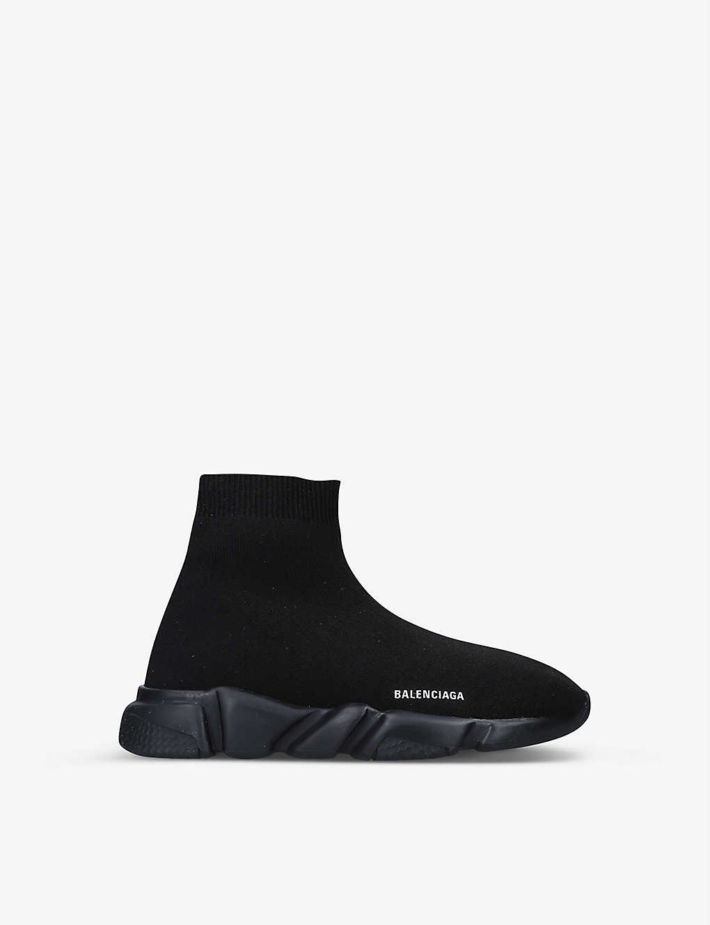 Shop Balenciaga Boys Black Kids' Speed Mid-top Knitted Trainers