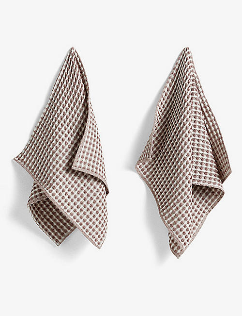 HAY: Twist waffled cotton set of two dish cloths and two tea towels