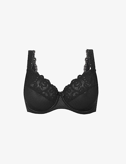 MAISON LEJABY: Gaby floral-embroidered underwired stretch-lace bra