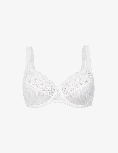 MAISON LEJABY: Gaby floral-embroidered underwired stretch-lace bra