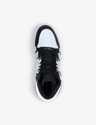 Shop Amiri Skeleton High-top Leather Trainers In Blk/white
