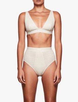 SKIMS: Ribbed stretch-cotton bralette