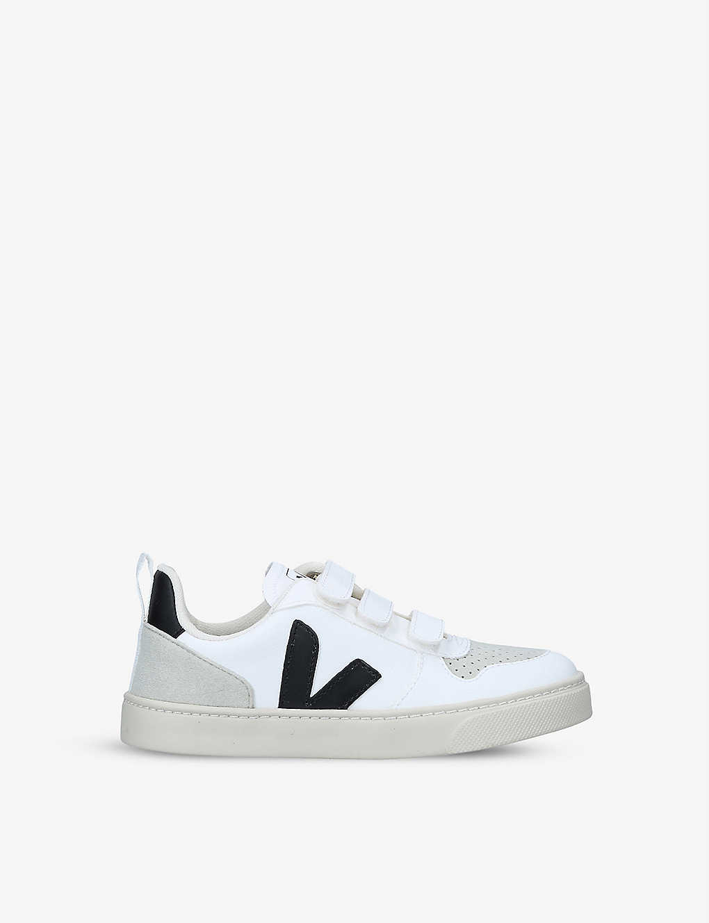 Shop Veja Boys White/blk Kids V10 Leather Trainers 6-9 Years