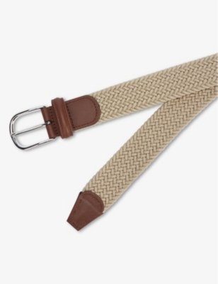 Shop Anderson's Andersons Men's Beige Woven Stretch-elastic And Leather Belt
