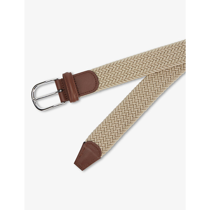 Shop Anderson's Andersons Men's Beige Woven Stretch-elastic And Leather Belt