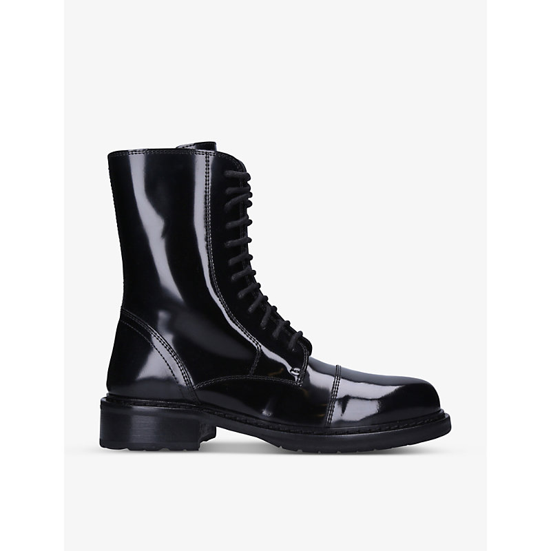 Ann Demeulemeester BEATRICE LACE-UP PATENT LEATHER ANKLE BOOTS