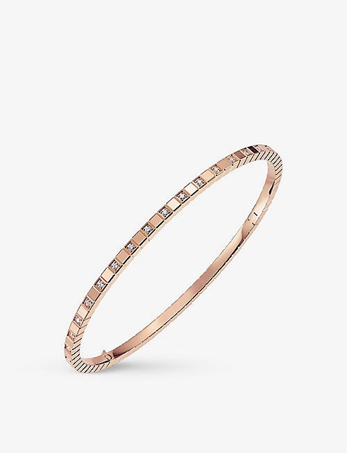 CHOPARD: Ice Cube Pure 18ct rose-gold and 0.33ct diamond bangle