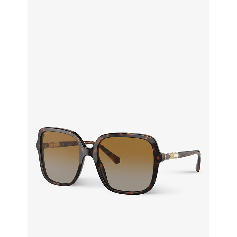 Shop Bvlgari Bv8228b Square-framed Acetate Sunglasses In Brown