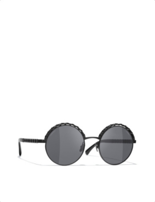 Pre-owned Chanel Womens Black Round Sunglasses