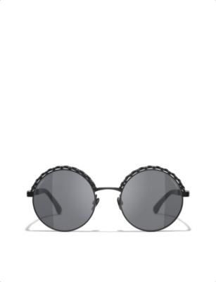 Chanel round sunglasses clearance black