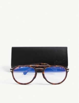 Shop Persol Men's Brown Po3235s Pilot-frame Optical Glasses