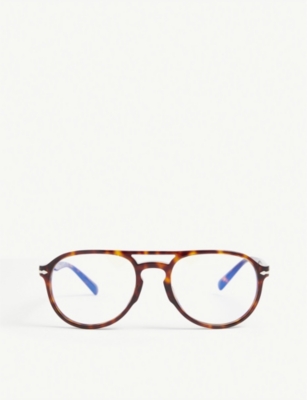 Shop Persol Men's Brown Po3235s Pilot-frame Optical Glasses