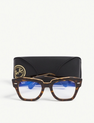 Shop Ray Ban Ray-ban Men's Brown Rb2186 Square-frame Optical Glasses